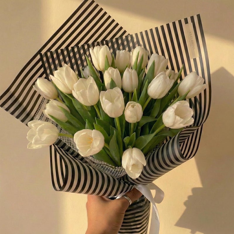 BBJ WRAPS Striped Flower Packaging Paper Waterproof Flower Wrapping Paper Floral Bouquet Gift Packaging Supplies 20 Counts (Black) - Image 5